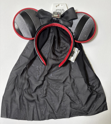 Disney Parks Darth Vader Minnie Mouse Ears Headband with Cape Disney Parks Star Wars Darth Vader Veil Minnie Mouse Ears  main image 2