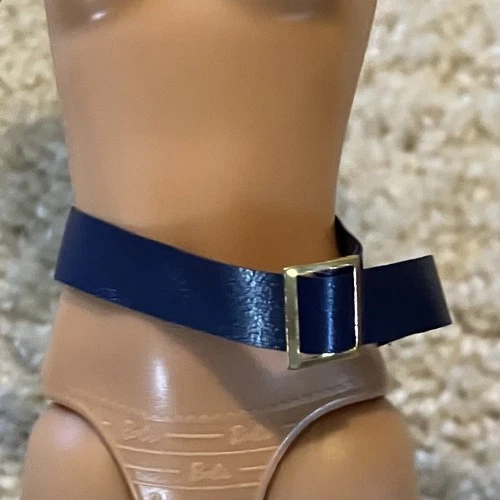 VTG Barbie doll Vinyl Belt navy Buckle gold accessory clothes combine shipping