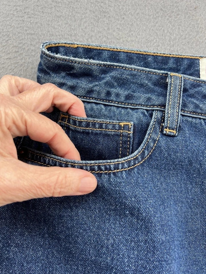 Falda vaquera BDG para mujer pequeña azul tiro alto dobladillo crudo midi jean Urban Outfitters Foto 2 de 4