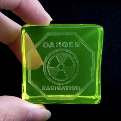 Uranium Vaseline Glass Block 50x50 mm Yellow Glass Statue Art Deco