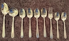 Vintage Rogers Co BEADED ELEGANCE Stainless Flatware 9 Piece Lot FREE SHIPPING