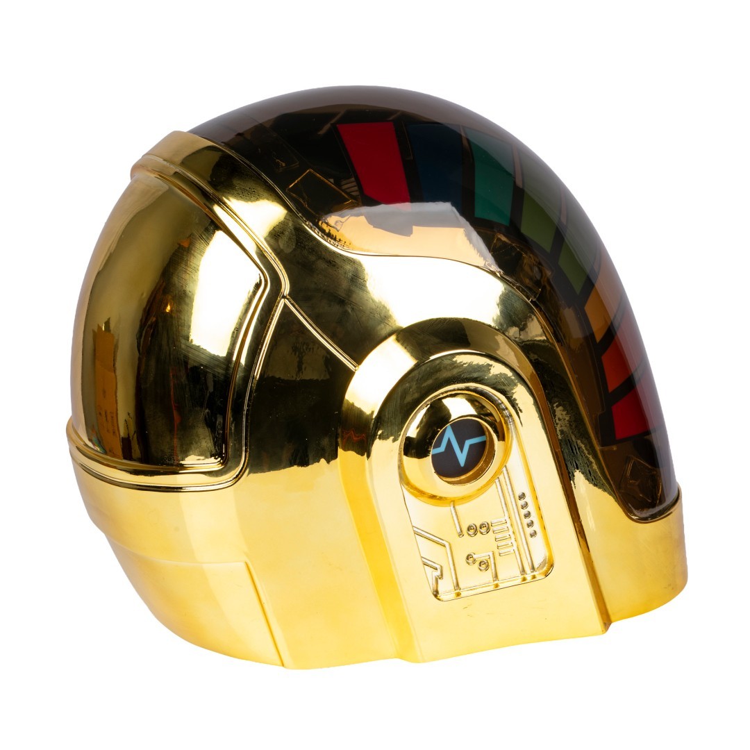 Casco Daft Punk Guy Manuel oro cromato LED illuminazione maschera replica oggetto di scena regalo di Natale foto 3