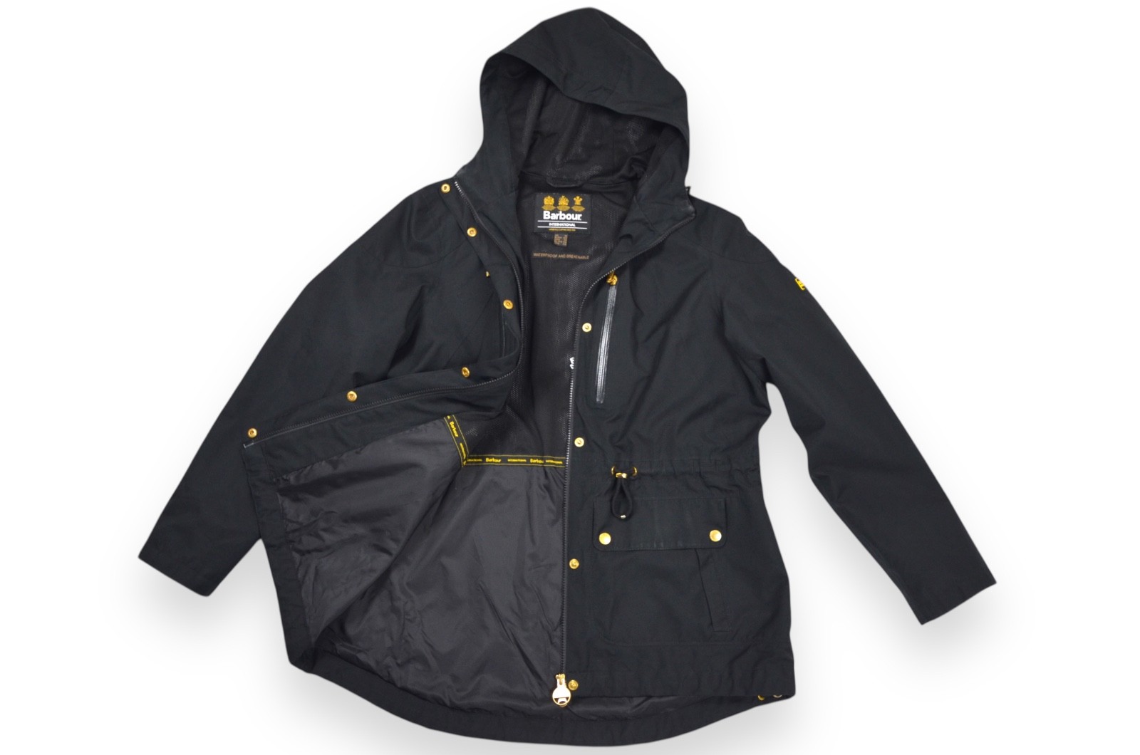 Barbour International Mugello Jacket Women's Hood Black England Size 18