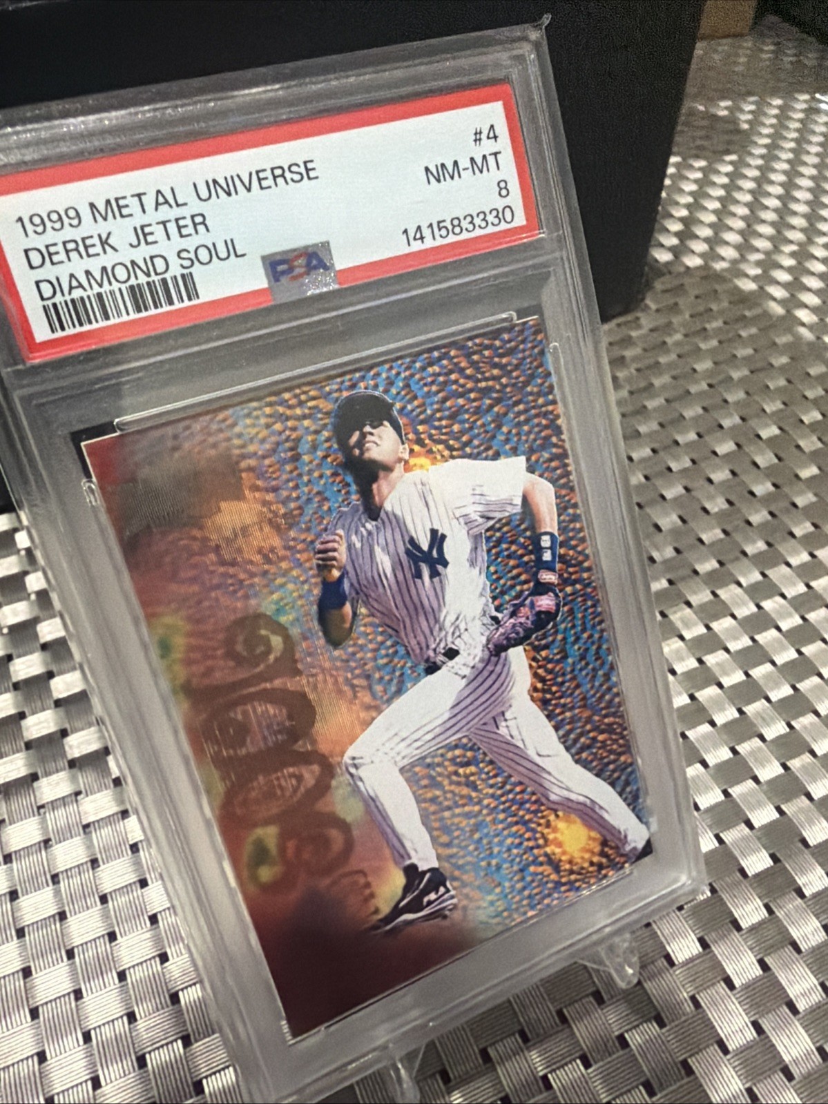 1999 Skybox Metal Universe Derek Jeter #4 Diamond Soul Yankees PSA 8 NM-MT HOF view 2