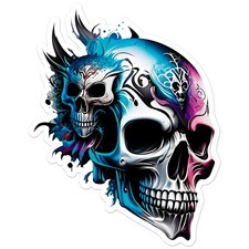 Tribal Skulls - Vinyl Decal Sticker - Car Window Laptop - ebn11211