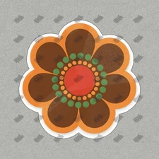 Retro 1960s Flower Design Sign Vintage Aesthetic Home Decor Earthy #8577