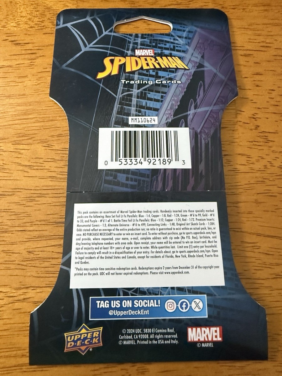 2024 Upper Deck Marvel Spider-Man Trading Card Sleeved Blister