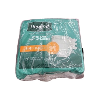 Depend Incontinence Protection with Tabs, Maximum, S/M, 60 Count (2 Packs of 20)