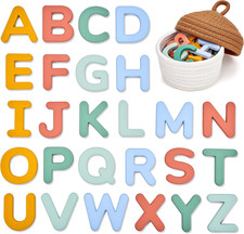 Magnetic Alphabet Letters Silicone 26 Uppercase Subtle Colors for Kids