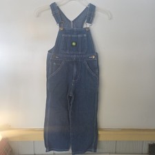 John Deere Blue Denim Overalls Kids Bib Overalls Adjustable Straps Size 5 Boys