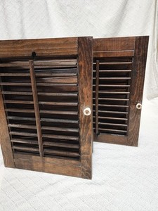 Set of 2 Antique Early 1900s Oak Wood Shutters