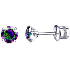 Titanium Earrings, Hypoallergenic Screw Back G23 Implant Grade Simulated Diamond