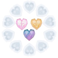 arricraft 10 Pcs Faceted Heart Silicone Resin Molds, Resin Casting Molds for