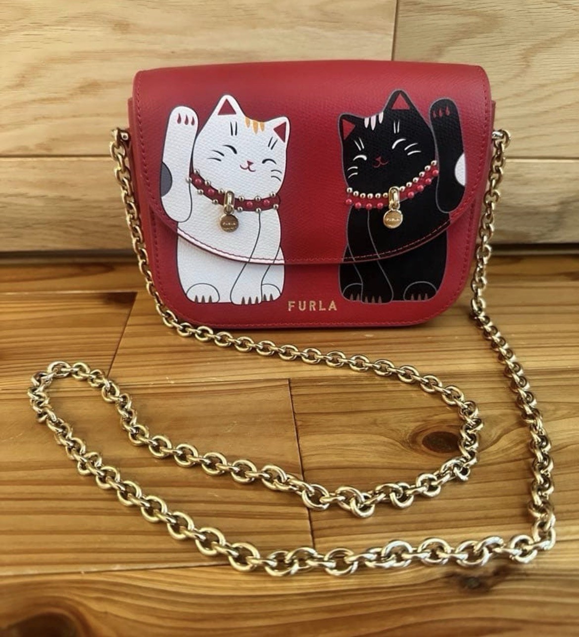 Furla Little Cats Crossbody Shoulder Bag Pink Japan Exclusive Lucky Neko