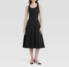 NEW A New Day Black Sleeveless Scoop Neck Fit -and-Flare Midi Dress Sz 22