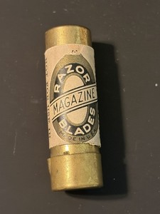 Vintage Schack Razor Blades Metal Magazine Tube Antique Shaving Blade 1926 Empty