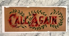 Antiker Papierlocher Muster CALL AGAIN viktorianisches Motto auf Lochpapier