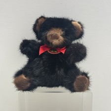 VTG Black Mink Teddy Bear Rare Bear Genuine Fur Stuffed Plush Toy 1982 6  MINT