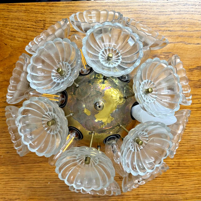DDR Sputnik Lampe Pusteblume Wandlampe, Deckenlampe Glaslampe 70er Lampe