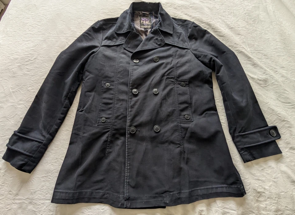  Mango HE men's double breasted peacoat navy blue size XL  - Image 4 of 4