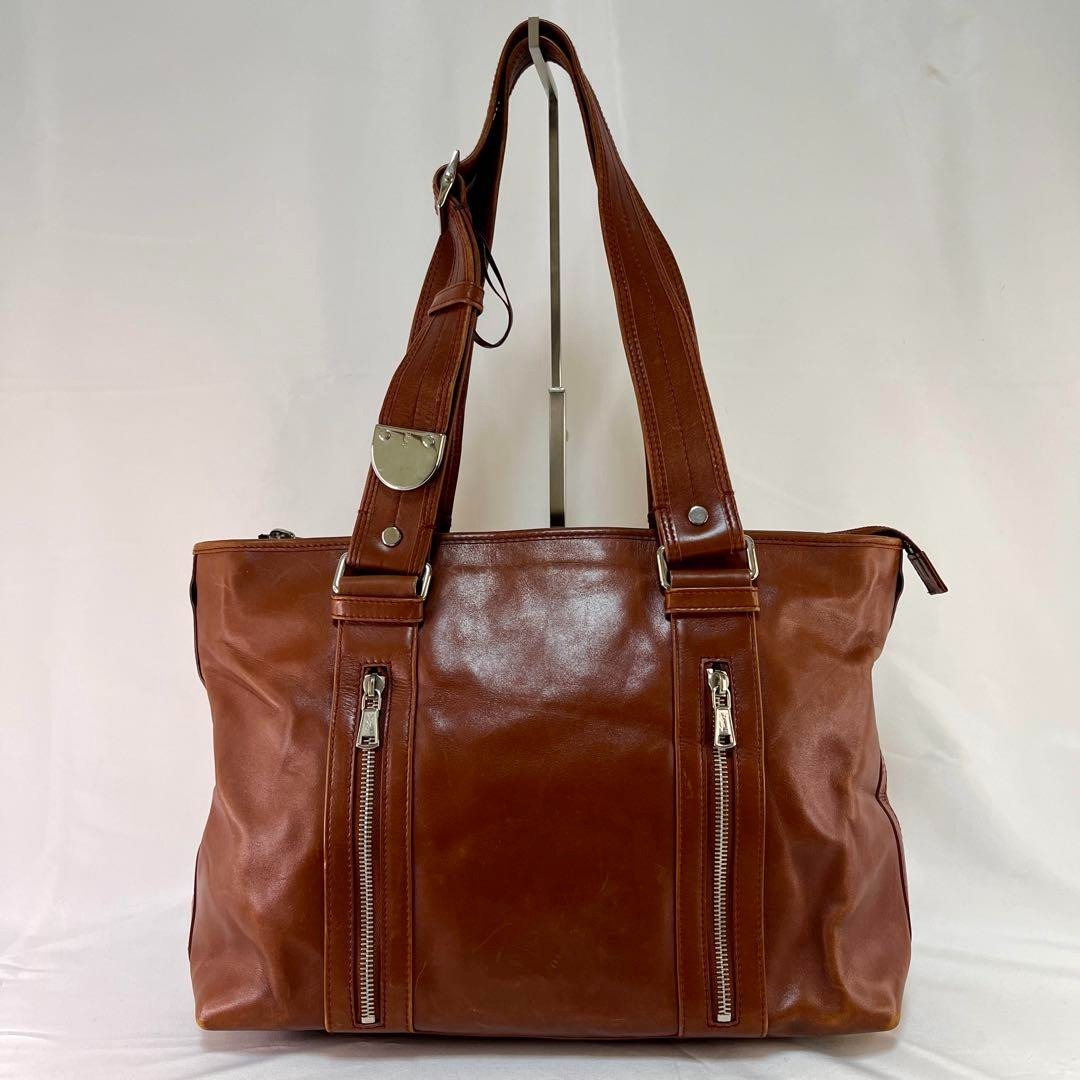 Yves Saint Laurent Vintage Brown Leather Tote Shoulder Bag Elegant Design