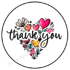 THANK YOU HEART FLOWER ENVELOPE SEALS LABELS STICKERS PARTY FAVORS