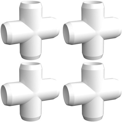  letsFix 1-1/4'' PVC Fittings 4 Way Cross (4-Pack) Furniture 1-1/4 Inch,