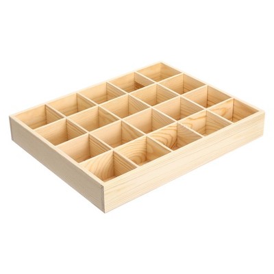 Underwear Storage Case 20 Compartments Socks Organizer Pine Wood Box