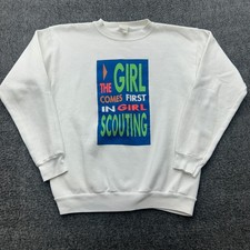 Vintage Girl Scouts Sweatshirt Large USA Girl Comes First