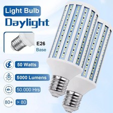 2 PCS 300W Eq LED Corn Light Bulb 168-Chip 6000K E26 5000lm Cool Daylight Garage