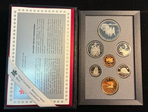 Royal Canadian Mint 1992 Proof Set 7 Coin Set Stagecoach Silver Dollar 92.5%