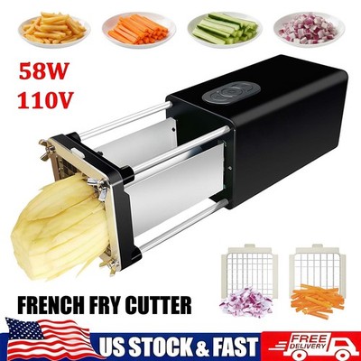Electric French Fry Cutter Commercial Potato Vegetable Slicer Chopper w/2 Blades