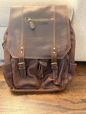 Genuine Leather Laptop Backpack Men Vintage Travel Rucksack Luxury Brown Bag