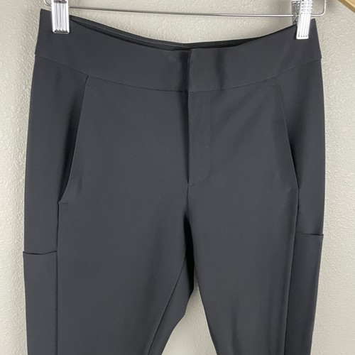 Athleta Womens 4 Black Stellar Trouser Pant Ankle Zip Pockets Wrinkle Resist UPF - Picture 2 of 5