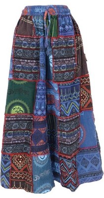 Guru-Shop Stoffhose Damen Bequeme Palazzohose, weite Patchwork Marlenehose,