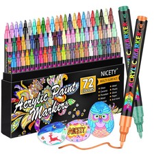NICETY 72 Colors Acrylic Paint Pens Paint Markers, Extra Fine Tip Point Acryl...