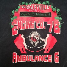 Chicago Fire Dept. Wrigleyville Long Sleeve T shirt Navy Sz XL Home of Engine 78