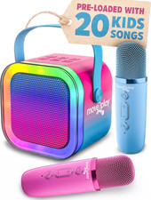 Mini Karaoke Machine for Kids with Bluetooth, Microphones, and Songs