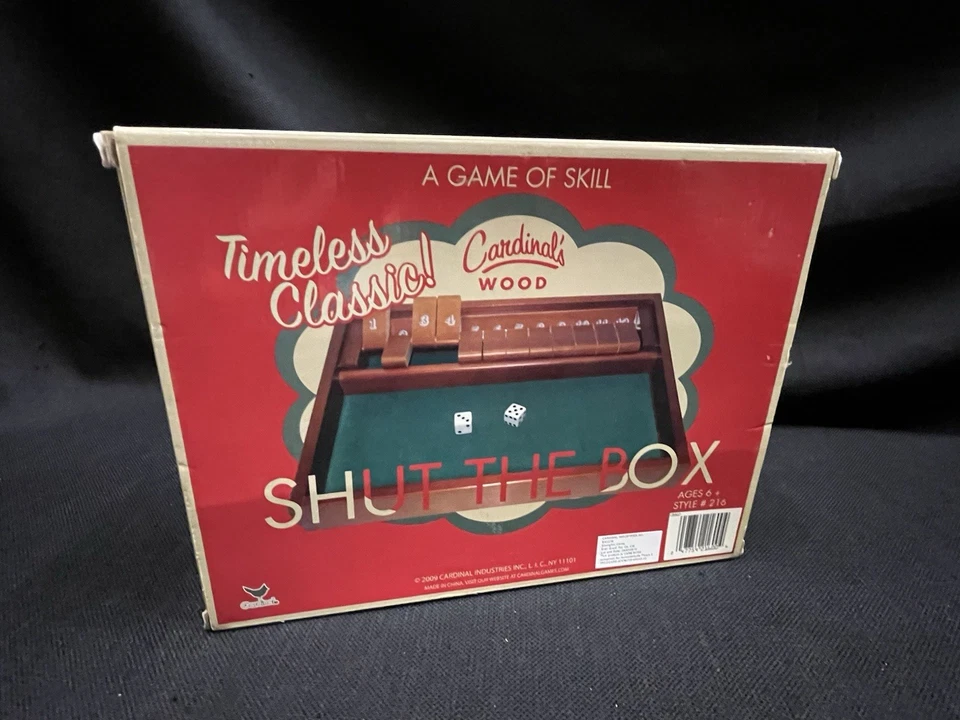 Cardinal's SHUT THE BOX; Juego de Habilidad Clásico atemporal; Madera Natural; Completo Foto 3 de 4