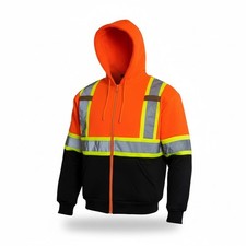 Hi Vis Hoodie Class 3 Safety Work Shirt Sweatshirt Black Bottom
