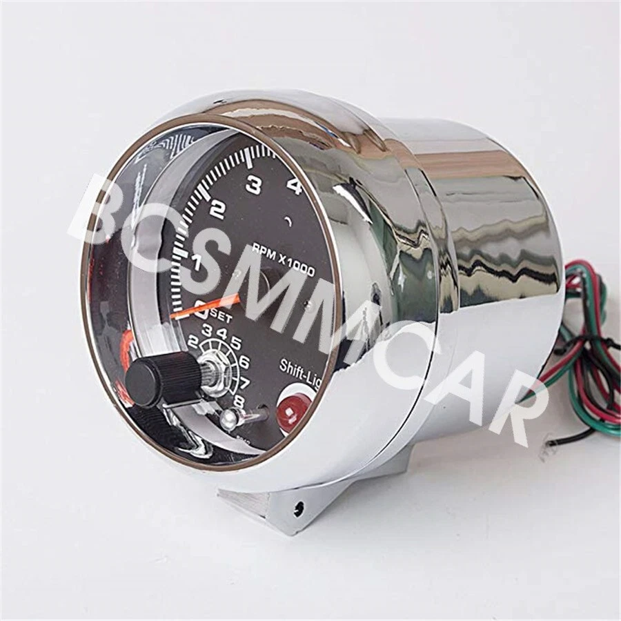 Tachometer Tacho Car Gauge Meter Kit 3.75" 0-8000 RPM Shift Light 7 Color LED - Image 3 of 4