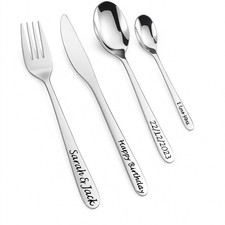 Personalised Engraved Cutlery Set Stainless Steel Gift Custom Name Spoon Fork uk