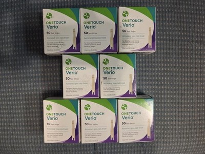 400 OneTouch Verio Test Strips 8 Boxes Of 50, 12/26-01/2027 FAST FREE SHIPPING!