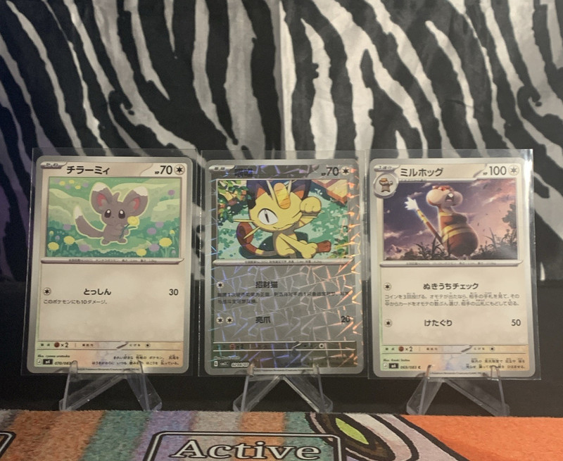 Pokemon TCG Japanese Holo 3-Card Lot Minccino Meowth Milotic