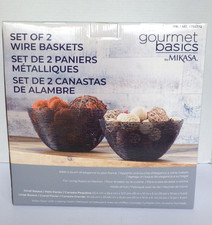 Gourmet Basics By Mikasa Set Of 2 Wire Baskets Black NEW IN BOX