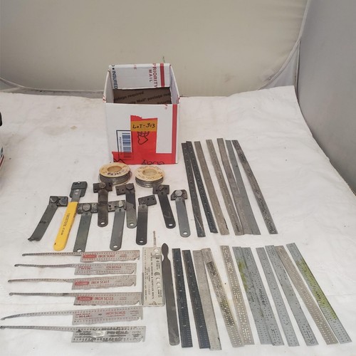 Lot of 35 Vintage Metal Measuring Tools Rulers, Radius Gauges, Scales ...