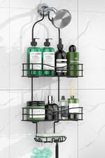 Bathroom Shower Caddy Hanging - 3-Tier Organizer with Soap Holder 6 Hooks for