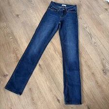 Howies Skinny Denim Jeans W26 L32 Long 8 Dark Blue Organic Cotton Mid Rise Women