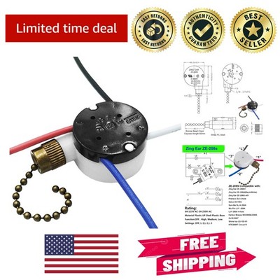 3 Speed 4 Wire Ceiling Fan Switch Replacement - Fits Hunter & Harbor Breeze Fans
