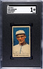 RUBE MARQUARD 1920 W519 Unnumbered Hand Cut Strip Card SGC 1 BROOKLYN ROBINS HOF